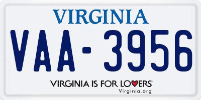 VA license plate VAA3956