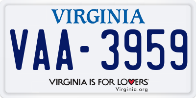 VA license plate VAA3959