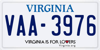 VA license plate VAA3976