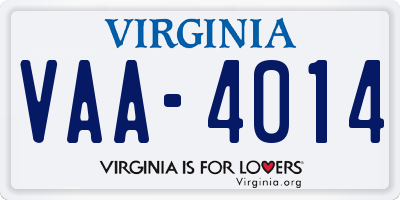 VA license plate VAA4014