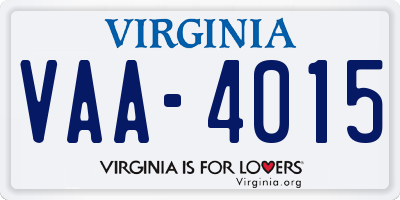 VA license plate VAA4015