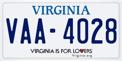 VA license plate VAA4028