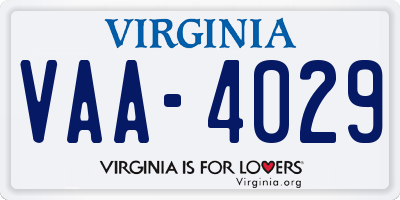 VA license plate VAA4029