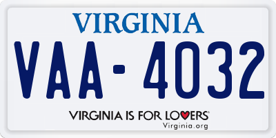 VA license plate VAA4032