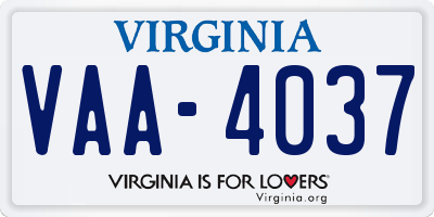 VA license plate VAA4037