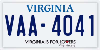 VA license plate VAA4041