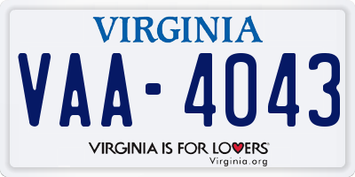 VA license plate VAA4043