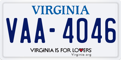 VA license plate VAA4046