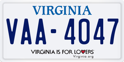 VA license plate VAA4047