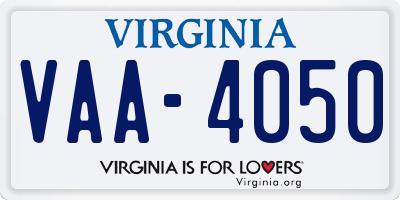 VA license plate VAA4050