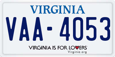 VA license plate VAA4053