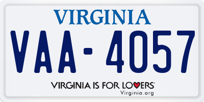 VA license plate VAA4057