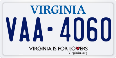 VA license plate VAA4060