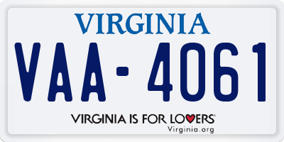 VA license plate VAA4061