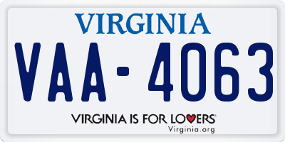 VA license plate VAA4063