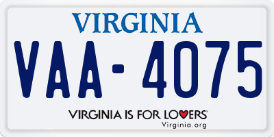 VA license plate VAA4075