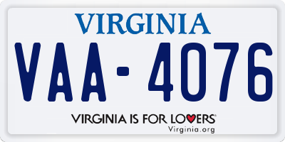 VA license plate VAA4076