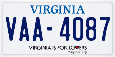 VA license plate VAA4087