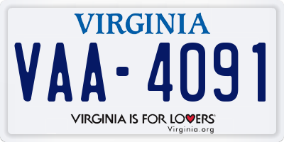 VA license plate VAA4091