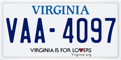 VA license plate VAA4097