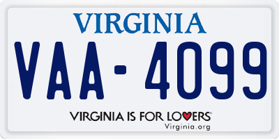 VA license plate VAA4099