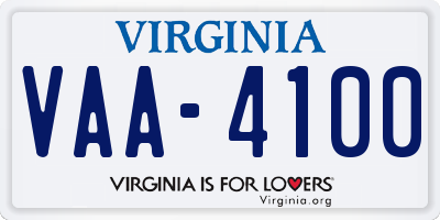 VA license plate VAA4100
