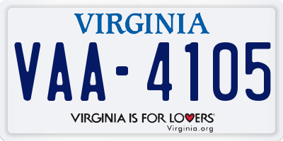 VA license plate VAA4105