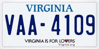 VA license plate VAA4109