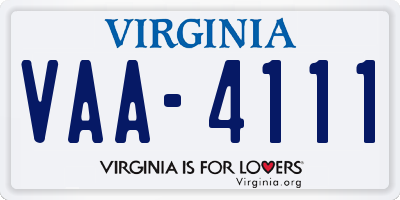 VA license plate VAA4111