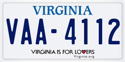 VA license plate VAA4112