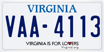 VA license plate VAA4113