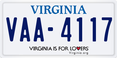 VA license plate VAA4117