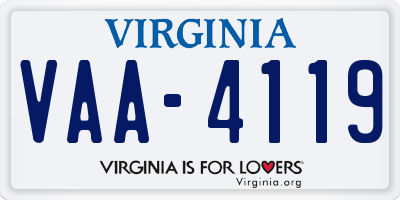 VA license plate VAA4119