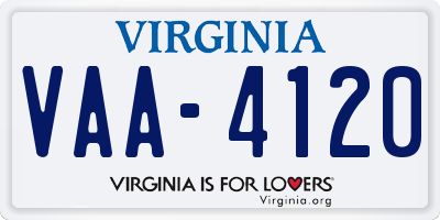 VA license plate VAA4120