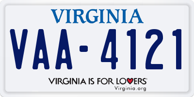 VA license plate VAA4121