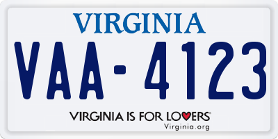 VA license plate VAA4123