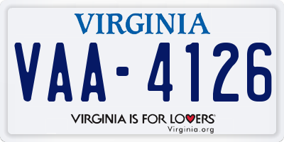 VA license plate VAA4126