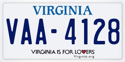 VA license plate VAA4128