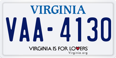 VA license plate VAA4130