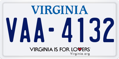 VA license plate VAA4132