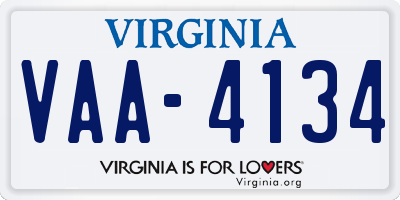 VA license plate VAA4134