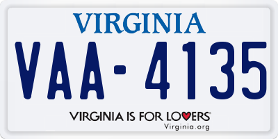 VA license plate VAA4135