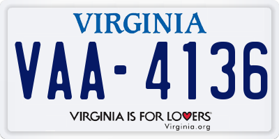 VA license plate VAA4136