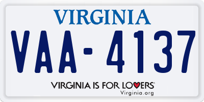 VA license plate VAA4137