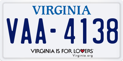 VA license plate VAA4138