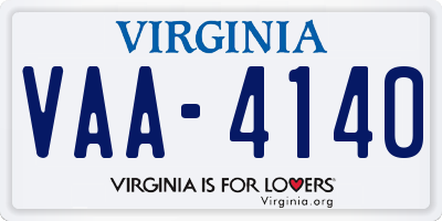 VA license plate VAA4140