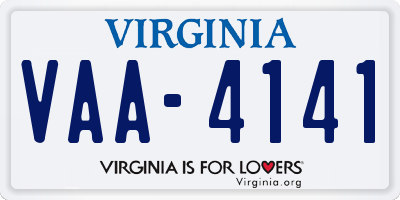 VA license plate VAA4141