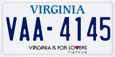 VA license plate VAA4145