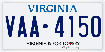 VA license plate VAA4150
