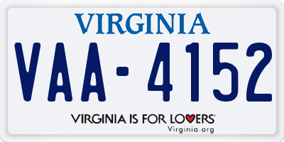 VA license plate VAA4152